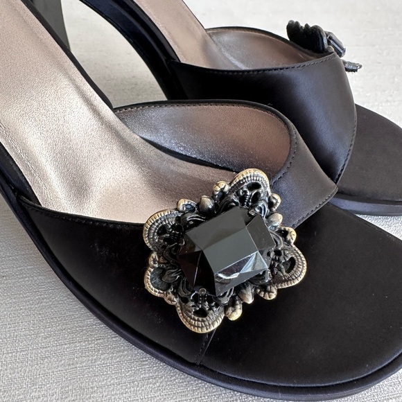 Kenneth Unlisted Cole Black Satin Jeweled Heeled Slip On Sandals Women’s 8.5 - Picture 6 of 12